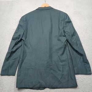 Mani Giorgio Armani Blazer 44L Teal Herringbone Wool Silk Sport Coat USA